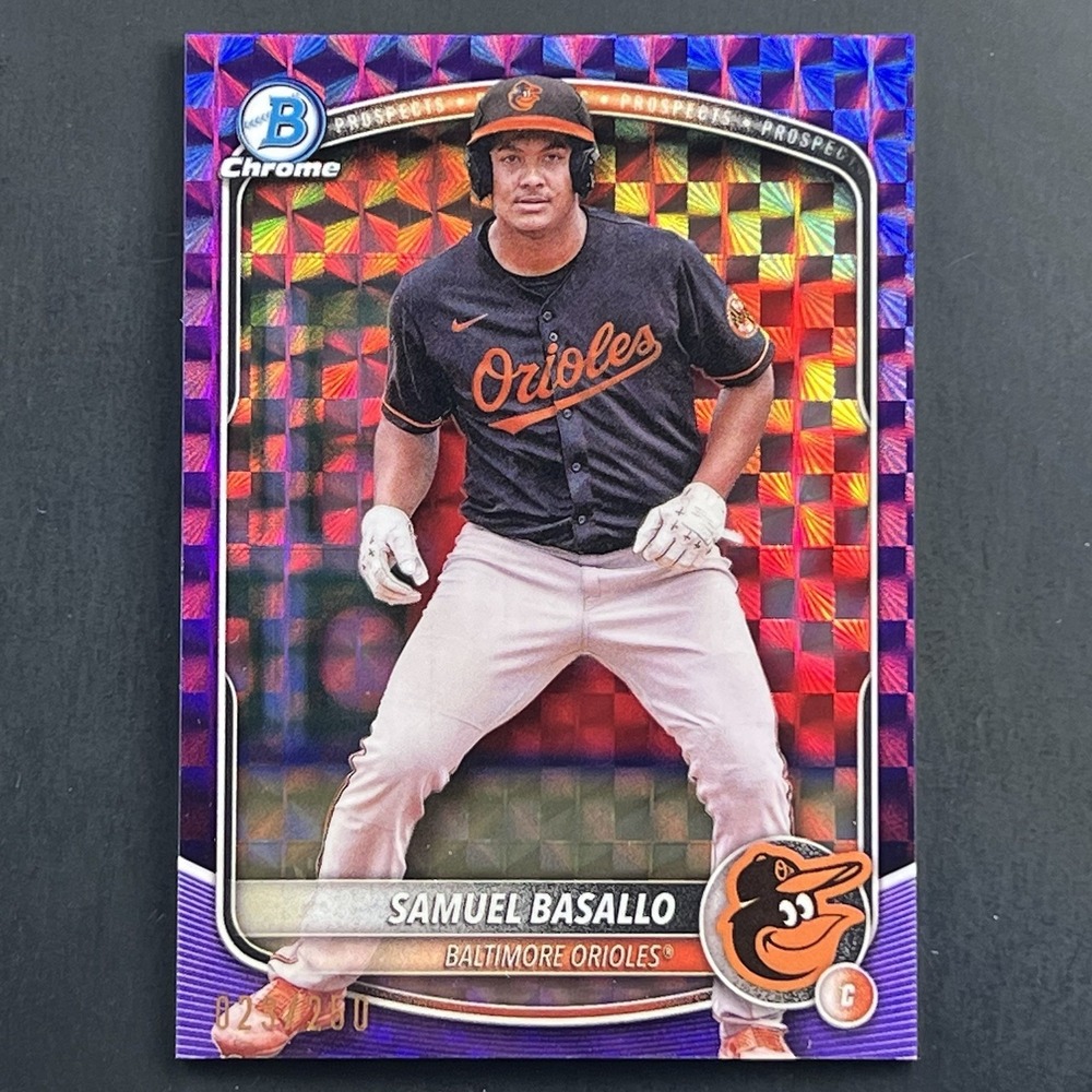 2025 Bowman Samuel Basallo Chrome Prospects Purple Geometric Refractor #/250